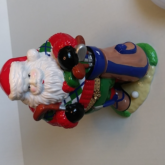 Santa Claus Christmas Trinket Box Golf Figurine Porcelain - Picture 16 of 16